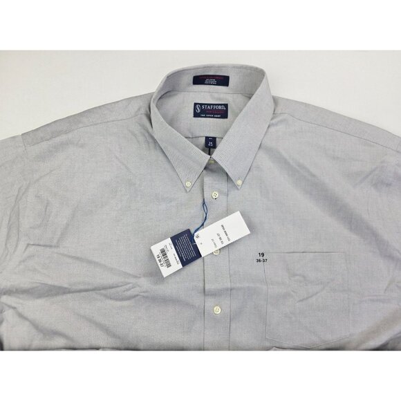 Stafford Performance Big Fit Size 19 36-37 Mens Gray Button Down Super Shirt NWT - Picture 11 of 11